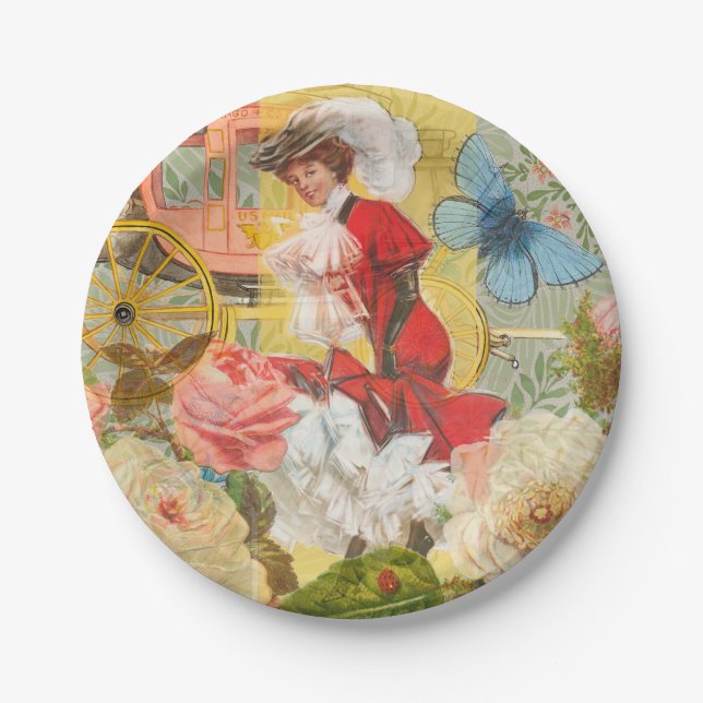 Assiettes En Carton Victorian Lady Woman Fun Carriage (Devant)