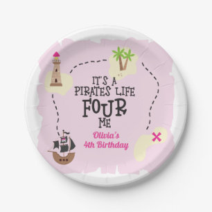 Assiettes En Carton Vie de pirate POUR moi Anniversaire rose
