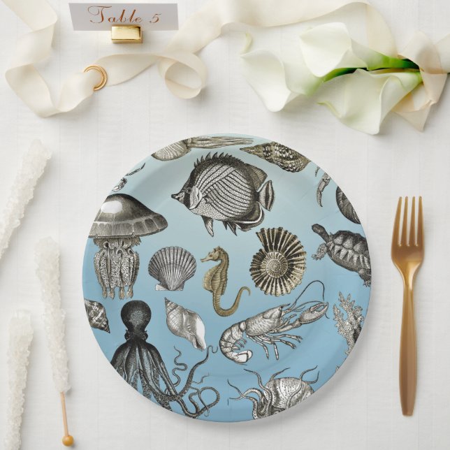 Assiettes En Carton Vie maritime (Mariage)