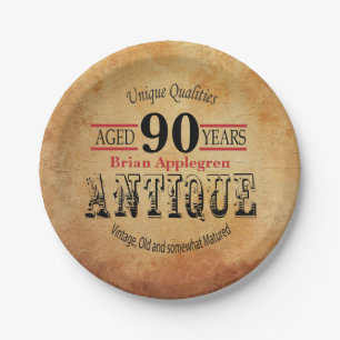 Assiettes En Carton Vieille, antique et Vintage 90e anniversaire Desig