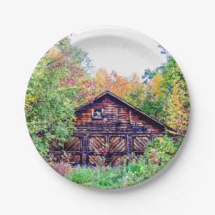 Assiettes En Carton Vieille grange à l'automne