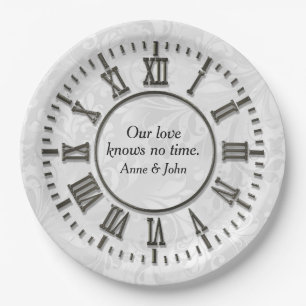 Assiettes En Carton Vieille Horloge Sans Mains Damas Satin