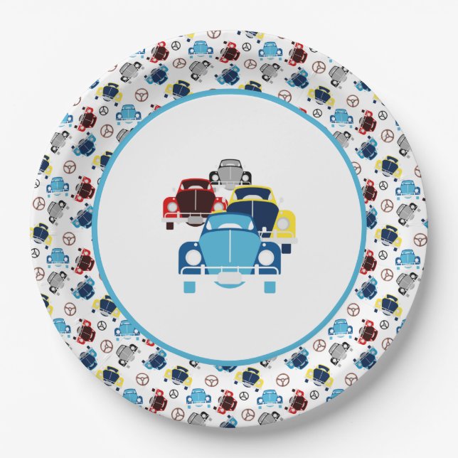 Assiettes En Carton Vieilles voitures (Devant)