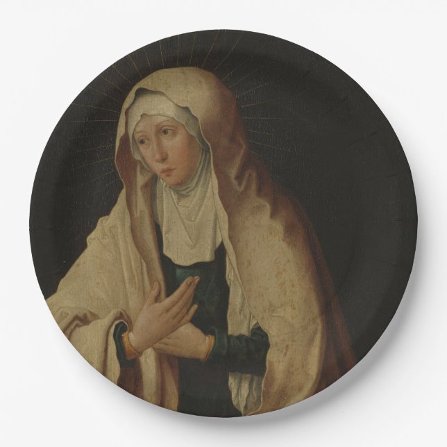 Assiettes En Carton Vierge Marie voilée (par Lucas van Leyden) (Devant)