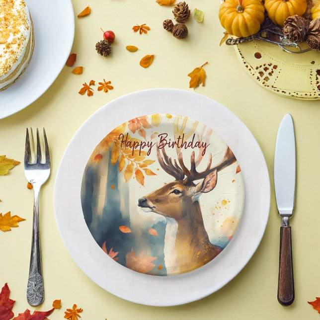 Assiettes En Carton Vies automnales Cerf - Anniversaire (Créateur téléchargé)