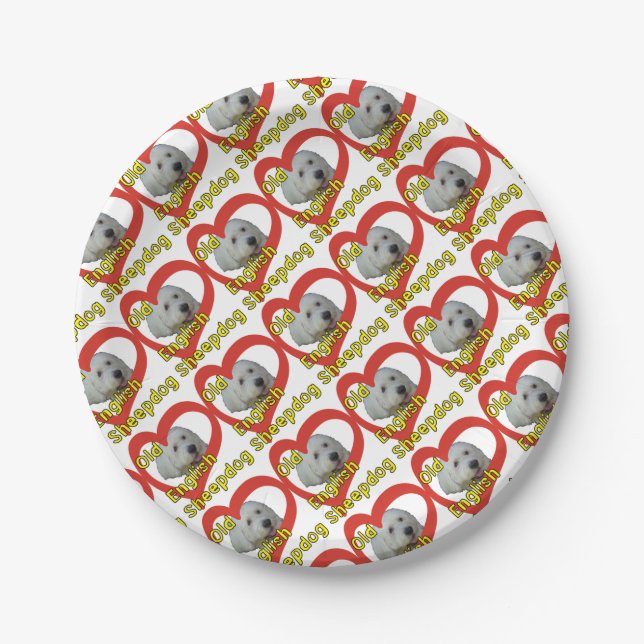 Assiettes En Carton Vieux chien de berger anglais (Devant)