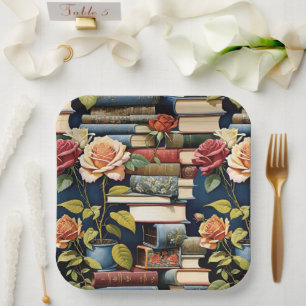 Assiettes En Carton Vieux Livres Vintages Et Roses