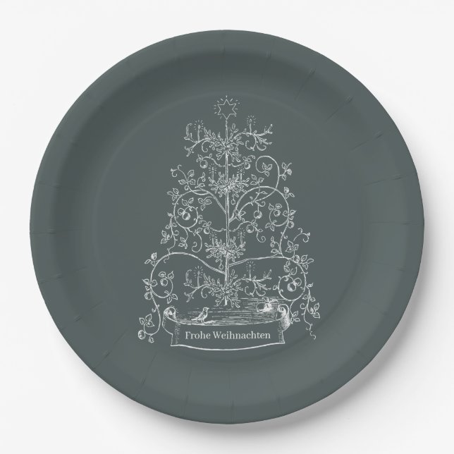 Assiettes En Carton Vieux Monde allemand Tannenbaum (Devant)