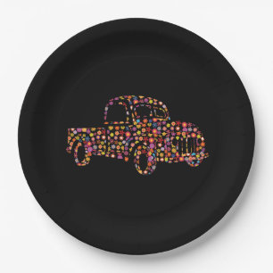 Assiettes En Carton Vieux Motif de camionnette