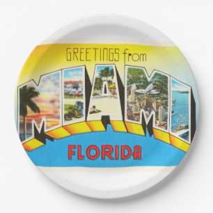 Assiettes En Carton Vieux souvenir de Vintage voyage de Miami la