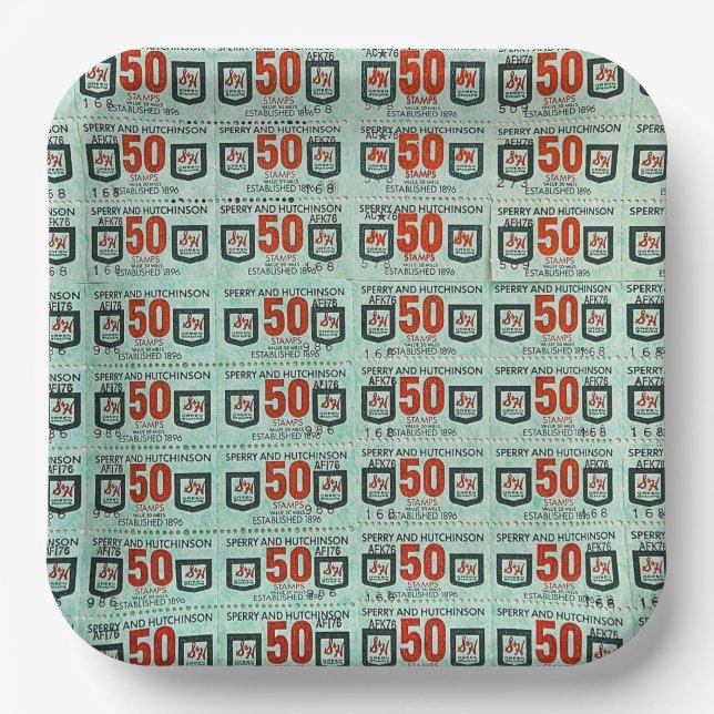 Assiettes En Carton Vieux timbres verts (Recto)