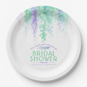 Assiettes En Carton Vigne d'aquarelle fleurie vert violet douche nupti