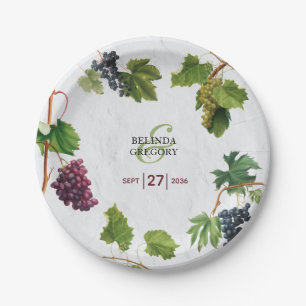 Assiettes En Carton Vignoble de raisins Méditerranée Grec Mariage