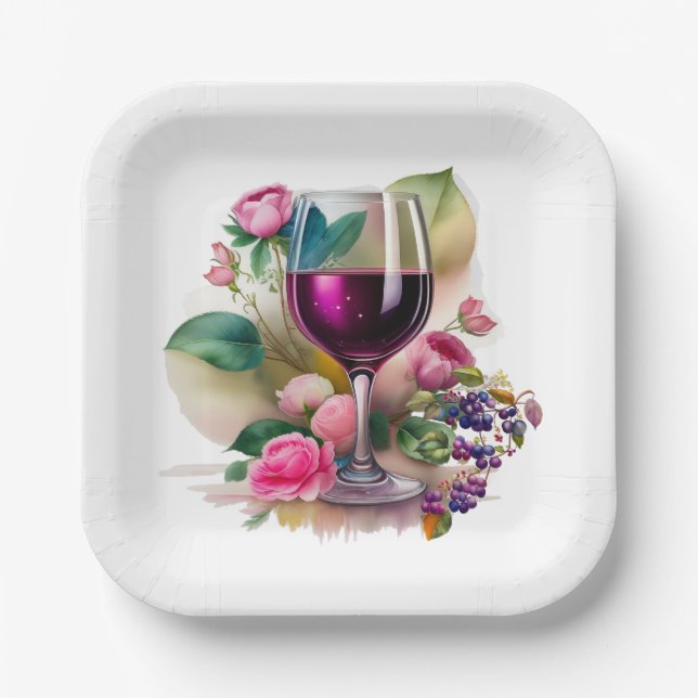 Assiettes En Carton Vignoble de vignes de vigne (Recto)