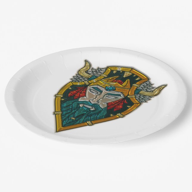 Assiettes En Carton Viking Portrait Métallurgique (Angle)