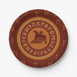 Assiettes En Carton Viking Runes et Horseman