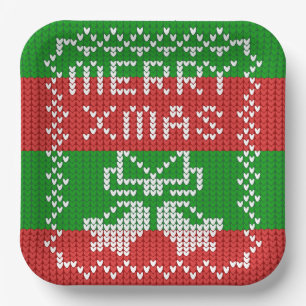 Assiettes En Carton Vilain pull motif sonnettes Joyeux fils Xmas