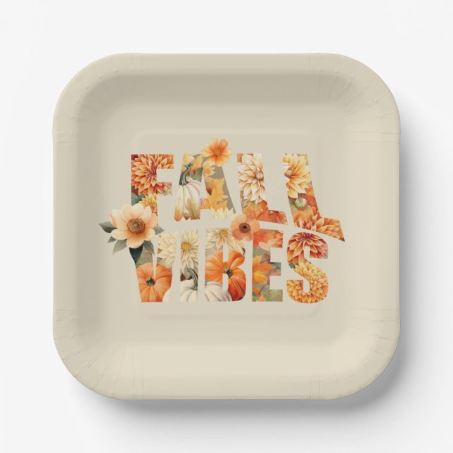 Assiettes En Carton Villes d'automne aquarelle fleur sauvage feuille a (Recto)