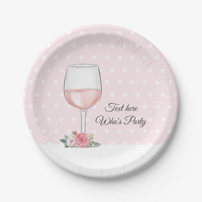 Assiettes En Carton vin, anniversaire adulte, mariage, floral (Devant)