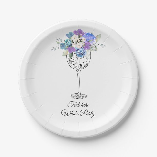 Assiettes En Carton vin rouge, anniversaire adulte, mariage, Plaque de (Devant)