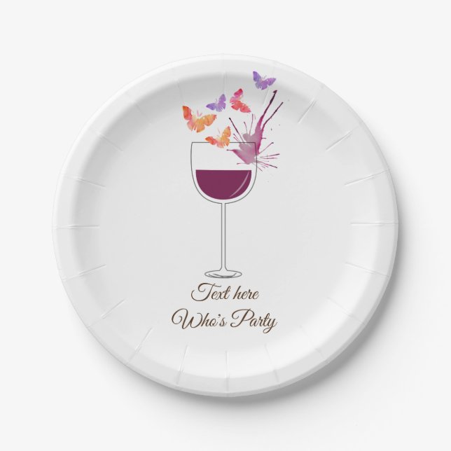 Assiettes En Carton vin rouge, anniversaire adulte, mariage, Plaque de (Devant)
