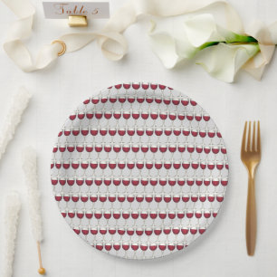 Assiettes En Carton Vin rouge Verre Cocktail Party Vignoble