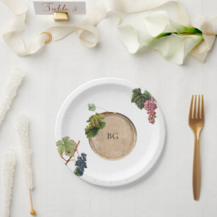 Assiettes En Carton Vin rustique Barrel Vignoble Mariage