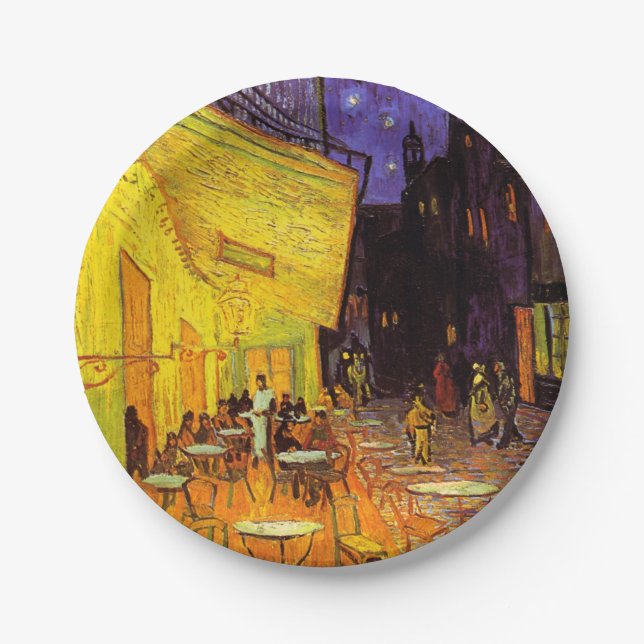 Assiettes En Carton Vincent Van Gogh Café Terrasse Au Night Fine Art (Devant)