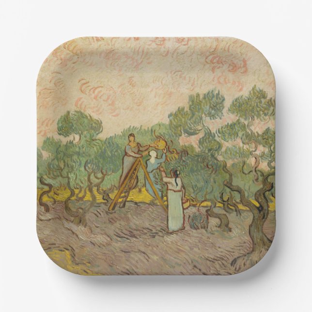 Assiettes En Carton Vincent van Gogh - Femmes cueillette d'olives (Recto)