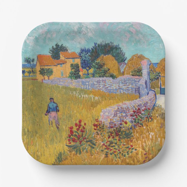 Assiettes En Carton Vincent van Gogh - Ferme en Provence (Recto)