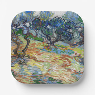 Assiettes En Carton Vincent van Gogh - Oliviers : Ciel bleu vif