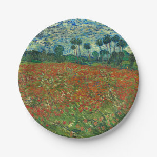 Assiettes En Carton Vincent Van Gogh Poppy Field Floral Art Vintage