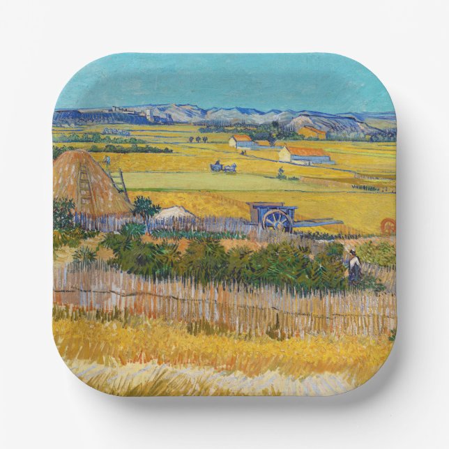 Assiettes En Carton Vincent van Gogh - Récolte à La Crau (Recto)
