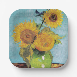 Assiettes En Carton Vincent Van Gogh - Trois tournesols dans un vase