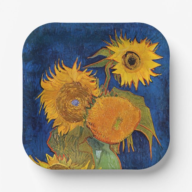 Assiettes En Carton Vincent van Gogh - Vase avec cinq tournesols (Recto)