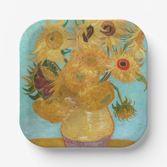 Assiettes En Carton Vincent Van Gogh - Vase avec douze tournesols (Recto)