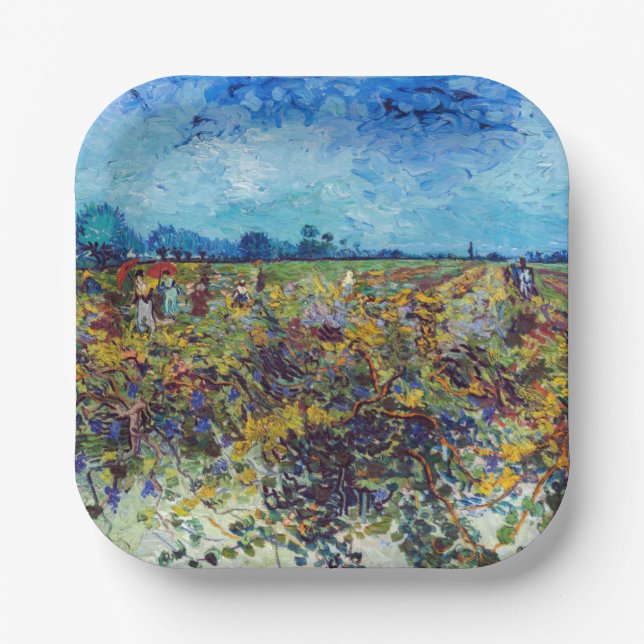 Assiettes En Carton Vincent van Gogh - Vignoble vert (Recto)
