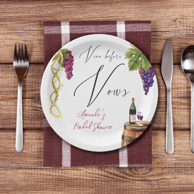 Assiettes En Carton Vino Before Vows Winery Décor Fête des mariées (Créateur téléchargé)
