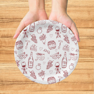 Assiettes En Carton Vino Fantaisiste Avant les Vœux Mariage Fête de Fi
