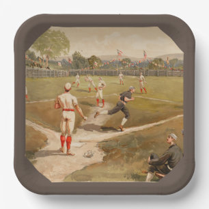 Assiettes En Carton Vintage 1800s Baseball Jeu Sport Theme Party