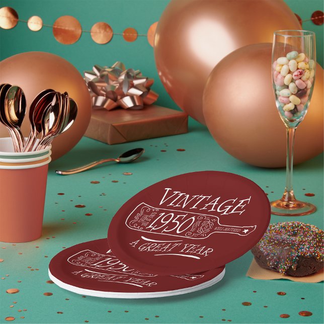 Assiettes En Carton Vintage 1950 Une grande année Plaques de papier (Créateur téléchargé)