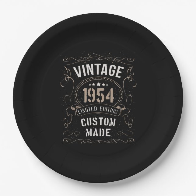 Assiettes En Carton Vintage 1954 Limited Edition Personnalisé (Devant)