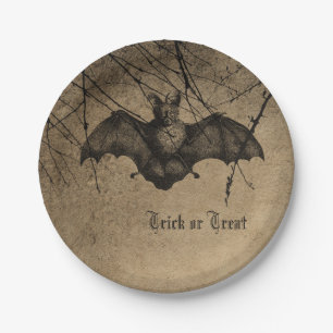 Assiettes En Carton Vintage Bat Dracula sur le thème Halloween Party