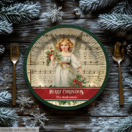 Assiettes En Carton Vintage Christmas Angels Paper Plates Monogram