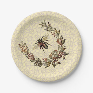 Assiettes En Carton Vintage couronne d'abeilles