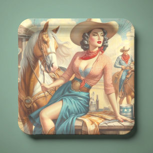 Assiettes En Carton Vintage Cowgirl