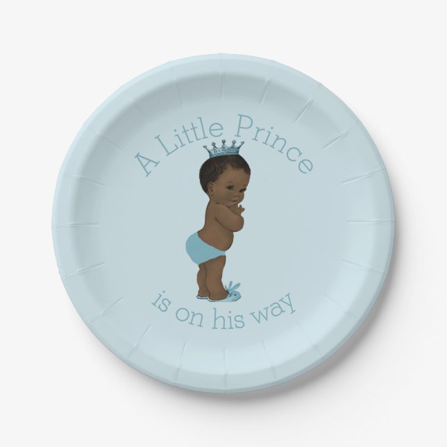 Assiettes En Carton Vintage Ethnic Little Prince Baby shower Bleu (Devant)