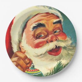 Assiettes En Carton Vintage Jolly Santa Claus