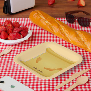 Assiettes En Carton Vintage Malaisie Carte Défiler Vieux Monde Voyage