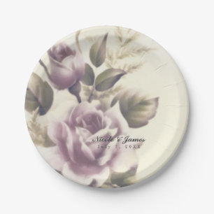 Assiettes En Carton Vintage Rose Vieux glamour Personnalisé Élégant pa